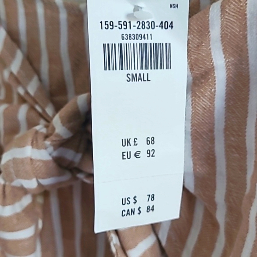 Abercrombie & Fitch Beige and White Striped Linen Jumpsuit - Picture 6 of 16